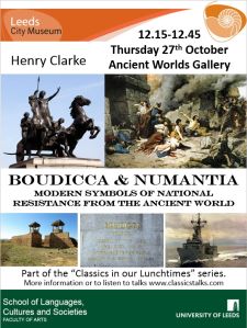 Poster with images of Boudicca and Numantia